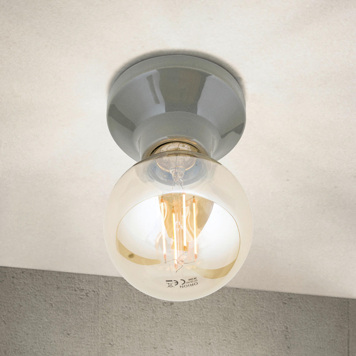 DECKENLEUCHTE Frost 9,5/5,5 cm   - Grau Hochglanz, LIFESTYLE, Keramik (9,5/5,5cm)