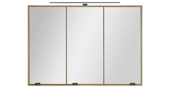 SPIEGELSCHRANK 100/70/20 cm  - Eichefarben/Schwarz, KONVENTIONELL, Glas/Holz (100/70/20cm) - Linea Natura