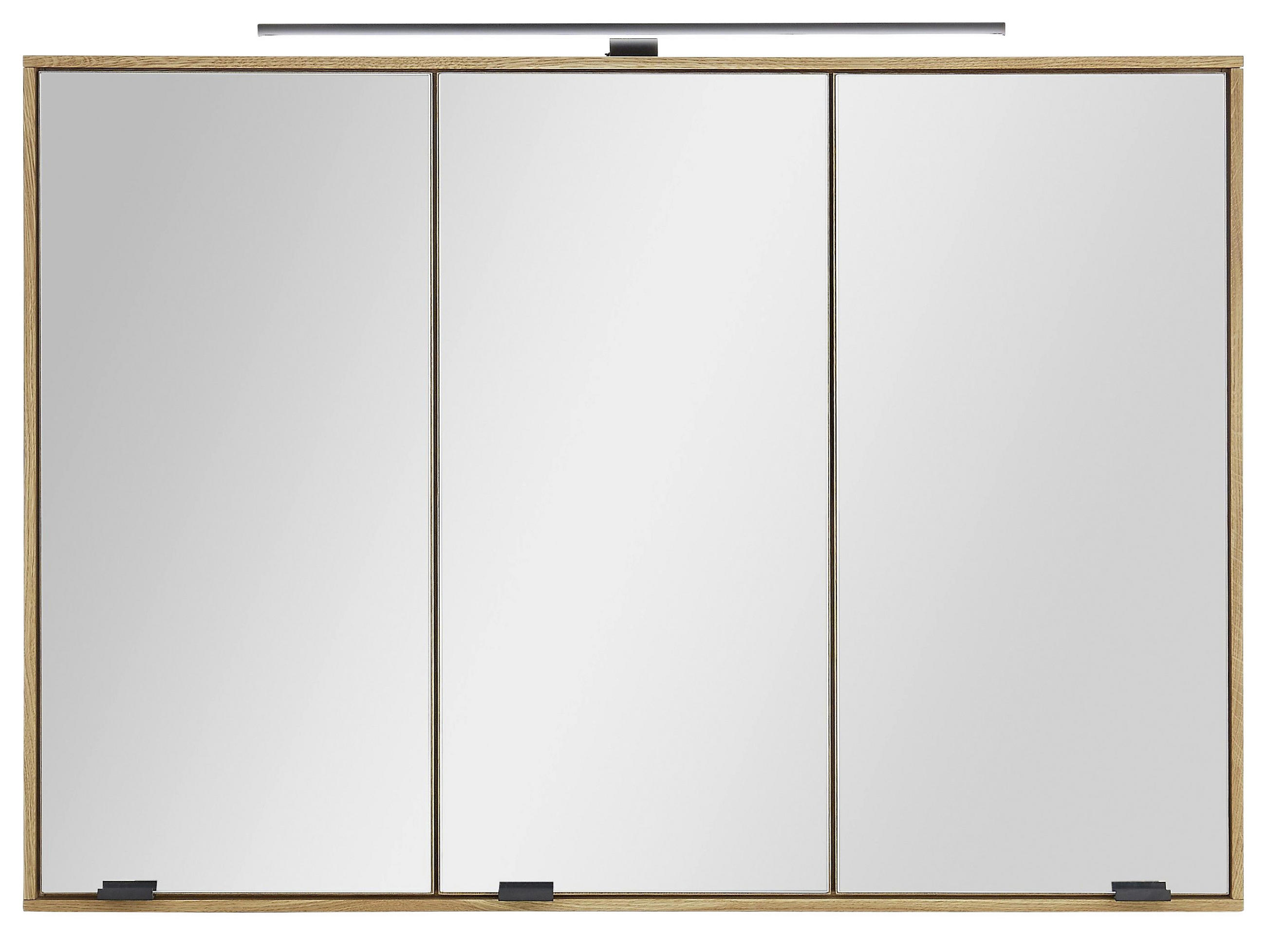 SPIEGELSCHRANK 100/70/20 cm  - Eichefarben/Schwarz, KONVENTIONELL, Glas/Holz (100/70/20cm) - Linea Natura