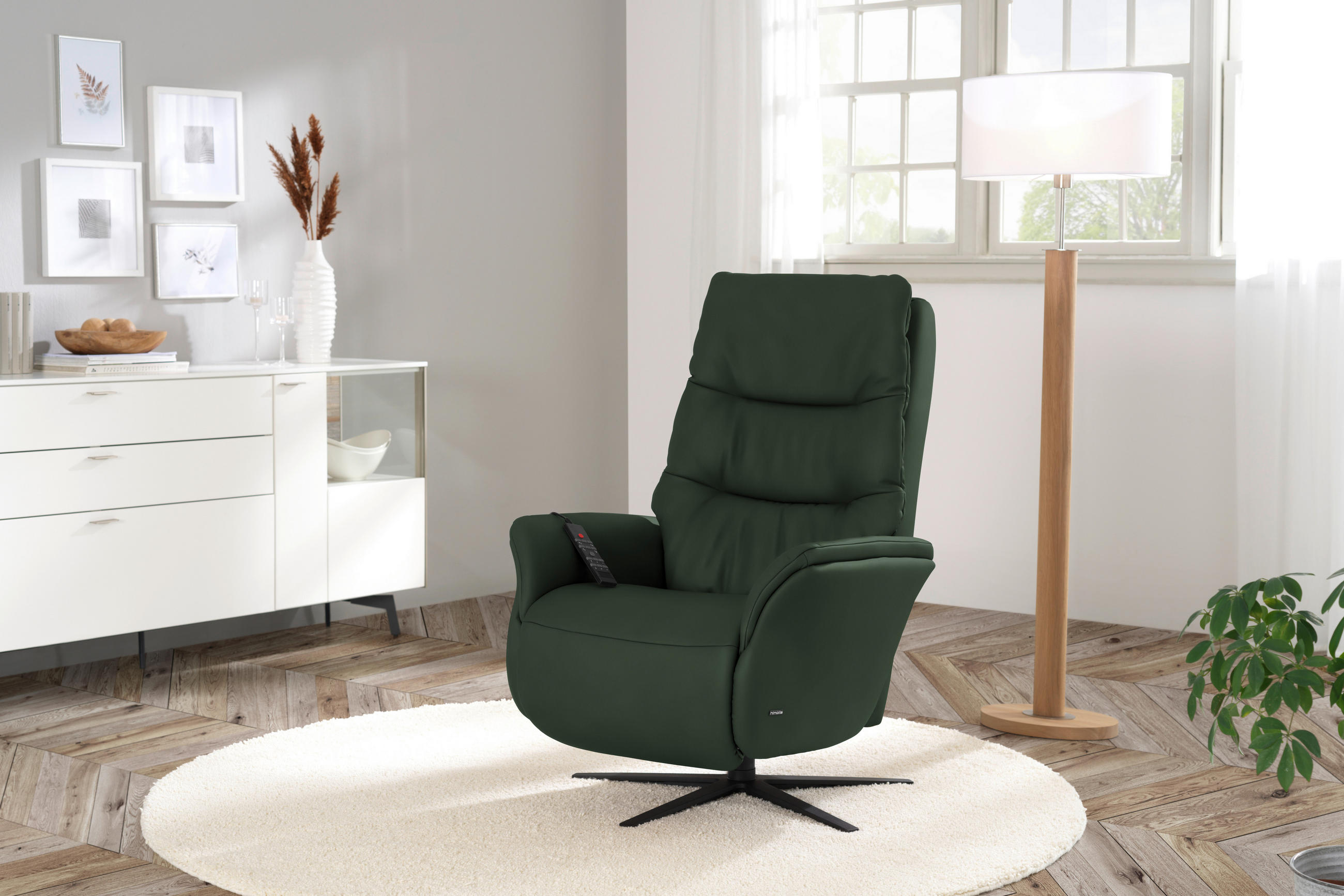 MASSAGESESSEL Echtleder Dunkelgrün    - Dunkelgrün/Anthrazit, KONVENTIONELL, Leder/Metall (74/114/97cm) - Himolla