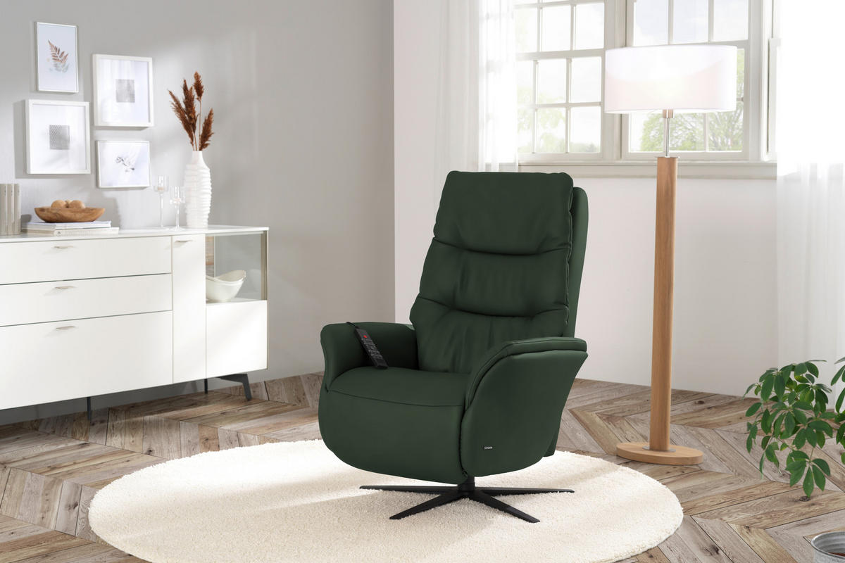 MASSAGESESSEL Echtleder Dunkelgrün    - Dunkelgrün/Anthrazit, KONVENTIONELL, Leder/Metall (74/114/97cm) - Himolla