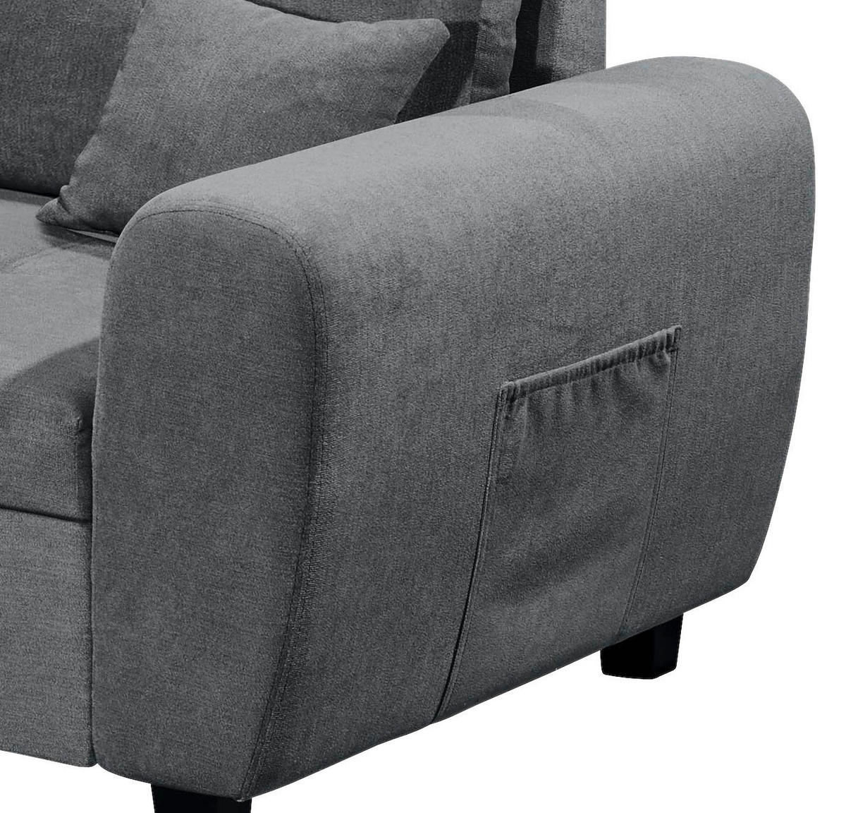 ECKSOFA in Mikrovelours Anthrazit  - Anthrazit, Basics, Holzwerkstoff/Textil (176/248cm) - MID.YOU