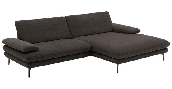 ECKSOFA in Velours Dunkelbraun 284/184 cm - Dunkelbraun/Schwarz, Design, Textil/Metall (284/184cm) - Dieter Knoll
