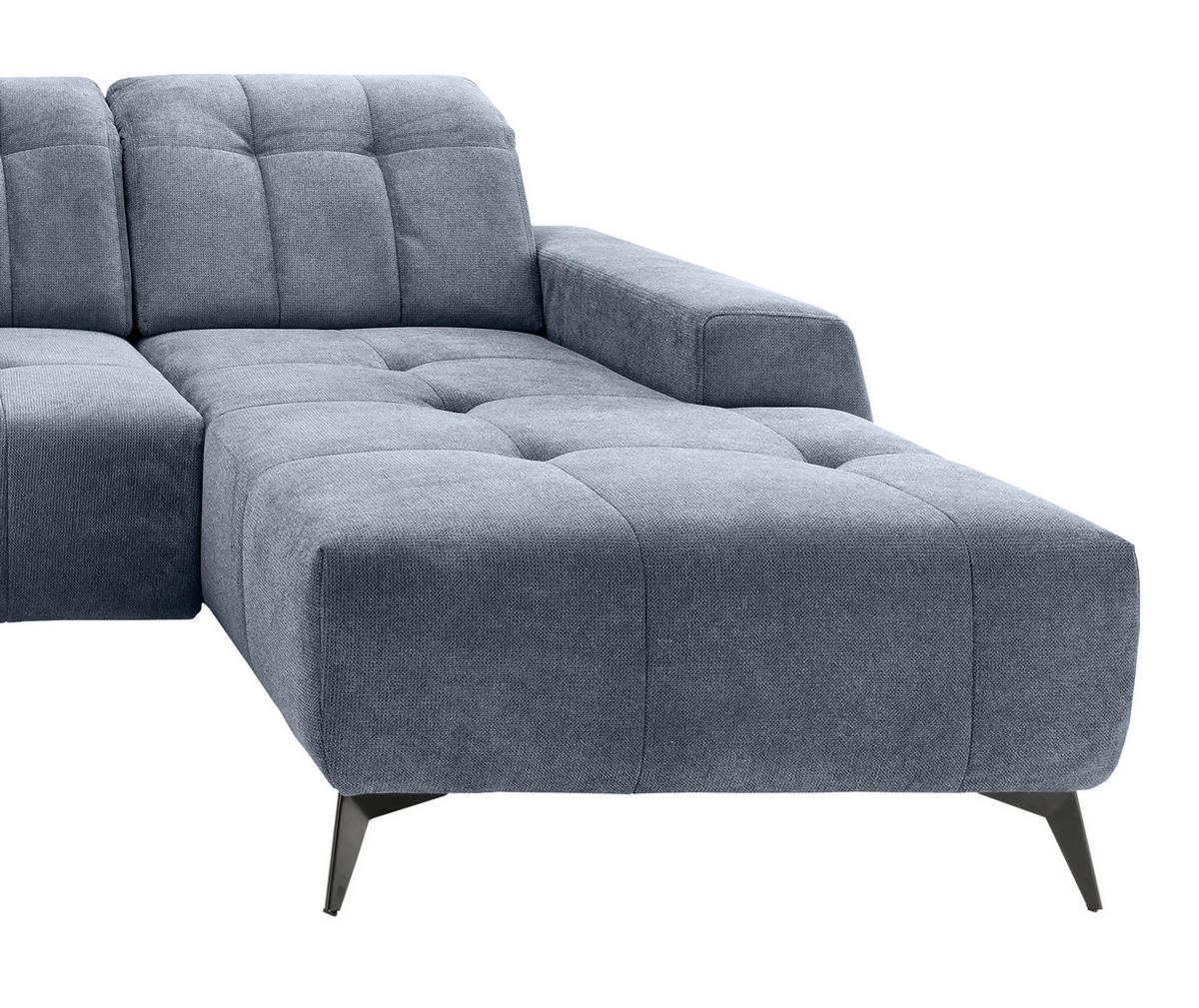 WOHNLANDSCHAFT SANO Hellblau Chenille  - Schwarz/Hellblau, MODERN, Textil/Metall (200/337/180cm) - Livetastic