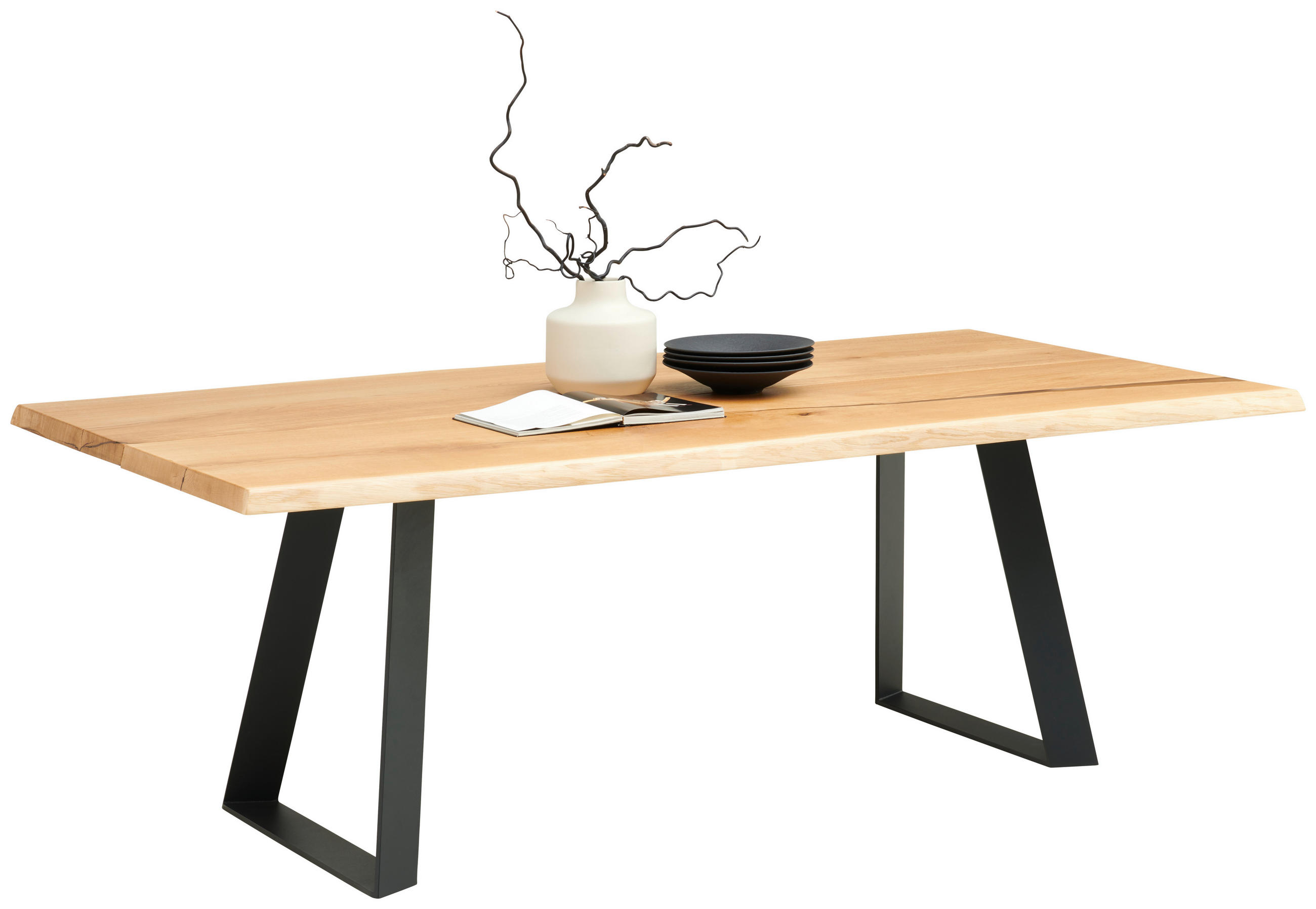 ESSTISCH in Holz, Metall 220/105/76 cm  - Eichefarben/Graphitfarben, Design, Holz/Metall (220/105/76cm) - Cassando