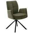ARMLEHNSTUHL  , Stoffauswahl, Typenauswahl, Sitzfläche 360° drehbar, Gestellauswahl  , Flachgewebe  ,  - Schwarz/Olivgrün, Design, Textil/Metall (60/87/61cm) - Novel