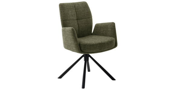 ARMLEHNSTUHL  , Stoffauswahl, Typenauswahl, Sitzfläche 360° drehbar, Gestellauswahl  , Flachgewebe  ,  - Schwarz/Olivgrün, Design, Textil/Metall (60/87/61cm) - Novel