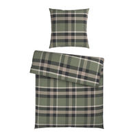 BETTWÄSCHE 2-teilig Flanell 135/200 cm  - Anthrazit/Grün, Textil (135/200cm) - Novel