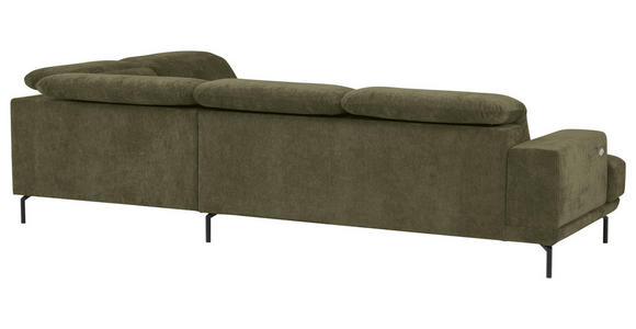 ECKSOFA Grün Chenille Kopfteilverstellung, Sitztiefenverstellung  - Schwarz/Grün, Design, Textil/Metall (307/243cm) - Xora