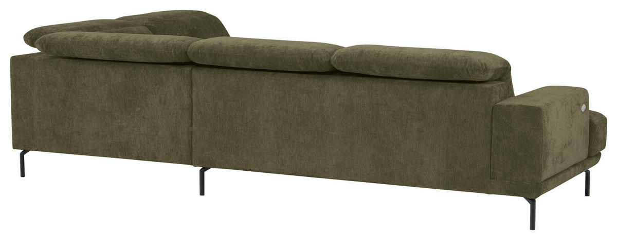 ECKSOFA Grün Chenille Kopfteilverstellung, Sitztiefenverstellung  - Schwarz/Grün, Design, Textil/Metall (307/243cm) - Xora