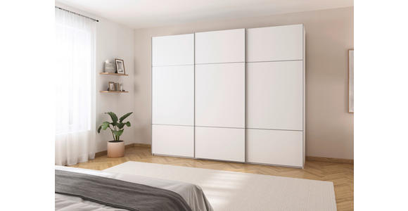 SCHWEBETÜRENSCHRANK 242/223/68 cm 3-türig Weiß - Alufarben/Weiß, KONVENTIONELL, Holzwerkstoff/Metall (242/223/68cm) - Novel
