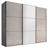 SCHWEBETÜRENSCHRANK 249/222/68 cm 3-türig Anthrazit, Dunkelgrau, Schwarz  - Dunkelgrau/Anthrazit, MODERN, Glas/Holzwerkstoff (249/222/68cm) - Moderano