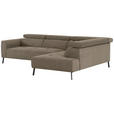 ECKSOFA Graubraun Feincord  - Graubraun/Schwarz, Design, Textil/Metall (280/205cm) - Xora