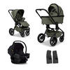 KINDERWAGENSET  Resea+ Set  Moss  - Schwarz/Olivgrün, Basics, Textil (98,5/58/122cm) - Moon