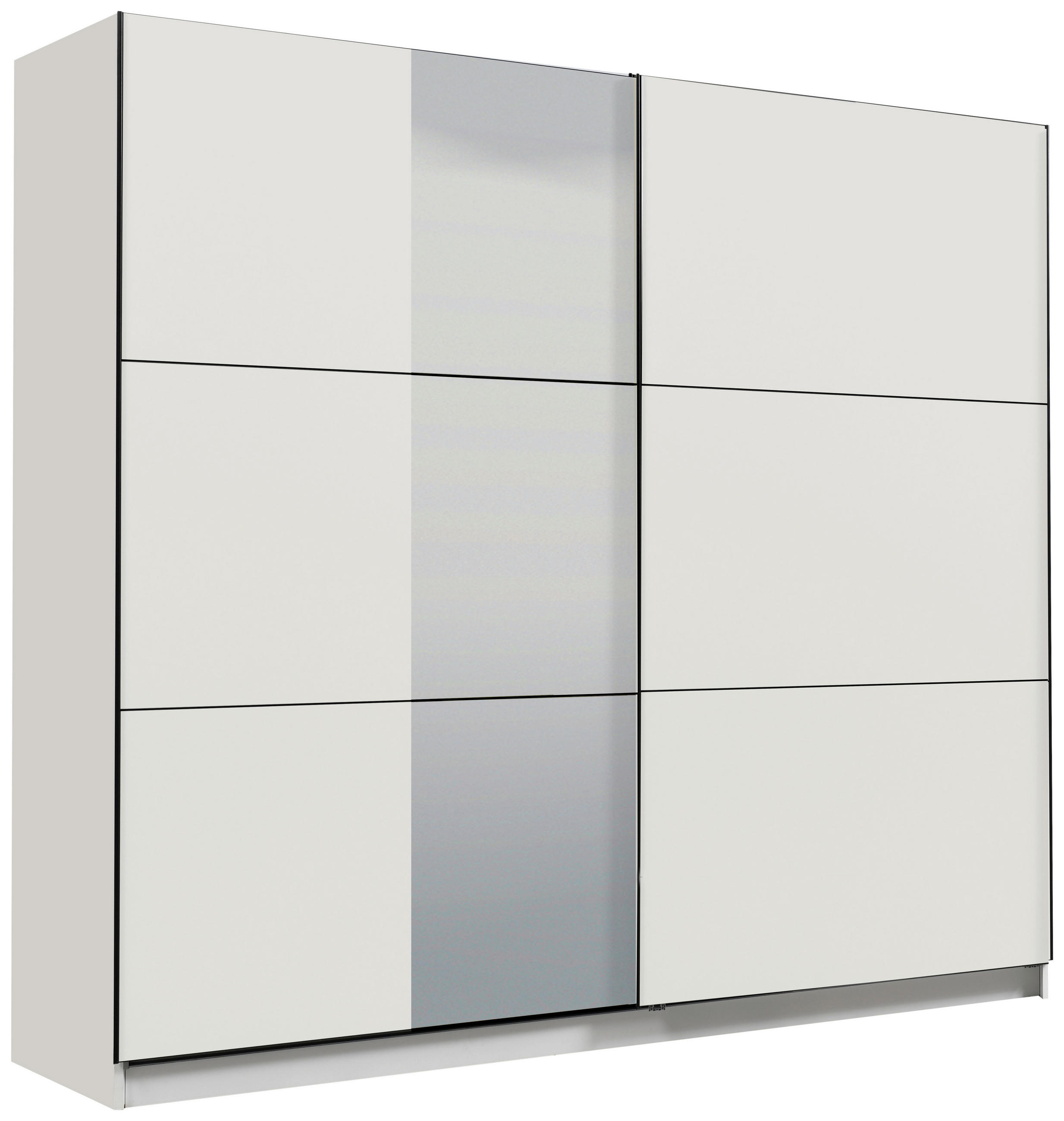 SCHWEBETÜRENSCHRANK 236,5/210/62,5 cm 2-türig Weiß  - Schwarz/Weiß, Basics, Glas/Holzwerkstoff (236,5/210/62,5cm) - Xora