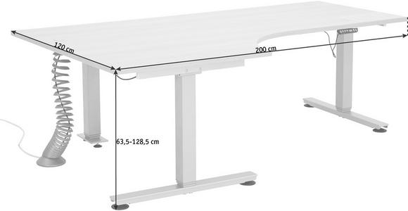 SCHREIBTISCH höhenverstellbar, seitenverkehrt montierbar  - Eichefarben/Silberfarben, KONVENTIONELL, Holzwerkstoff/Metall (200/120/63,5-128,5cm) - Venda