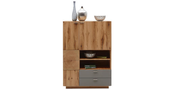 HIGHBOARD 96/135,5/38 cm - Eichefarben/Walnussfarben, KONVENTIONELL, Holz/Metall (96/135,5/38cm) - Voleo