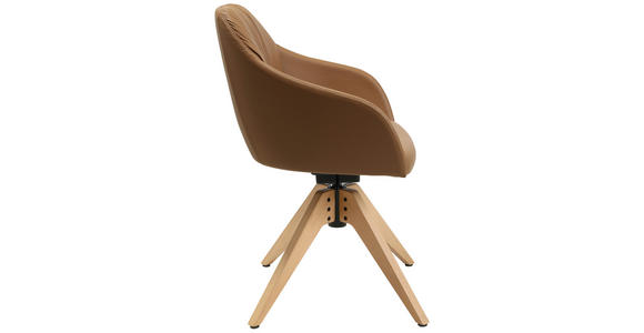 ARMLEHNSTUHL in Echtleder pigmentiert - Cognac/Eichefarben, Design, Leder/Holz (58/82,5-85,2/60cm) - Johann Jakob