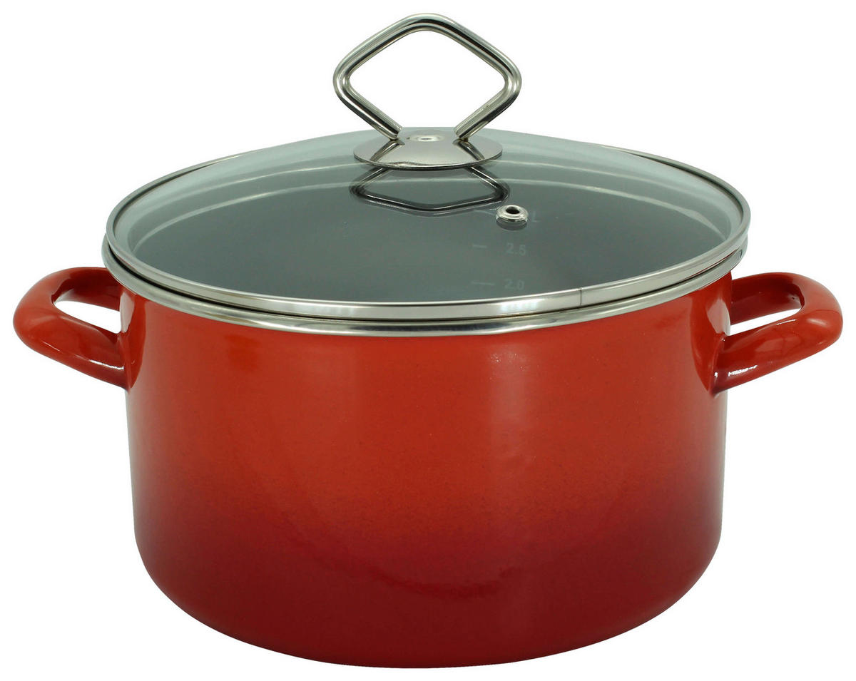 FLEISCHTOPF 3 l  - Rot, Basics, Glas/Metall (20cm)
