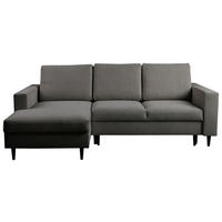 ECKSOFA Dunkelbraun Struktur  - Dunkelbraun/Schwarz, MODERN, Holz/Kunststoff (145/230cm) - MID.YOU