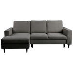 ECKSOFA in Struktur Dunkelbraun  - Dunkelbraun/Schwarz, MODERN, Holz/Kunststoff (145/230cm) - Carryhome