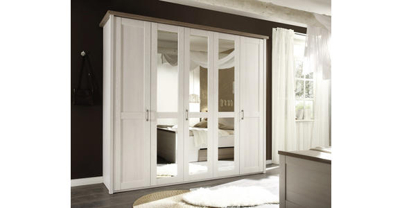 DREHTÜRENSCHRANK 241/212/62 cm 5-türig - Trüffeleichefarben/Weiß, LIFESTYLE, Glas/Holzwerkstoff (241/212/62cm) - Carryhome
