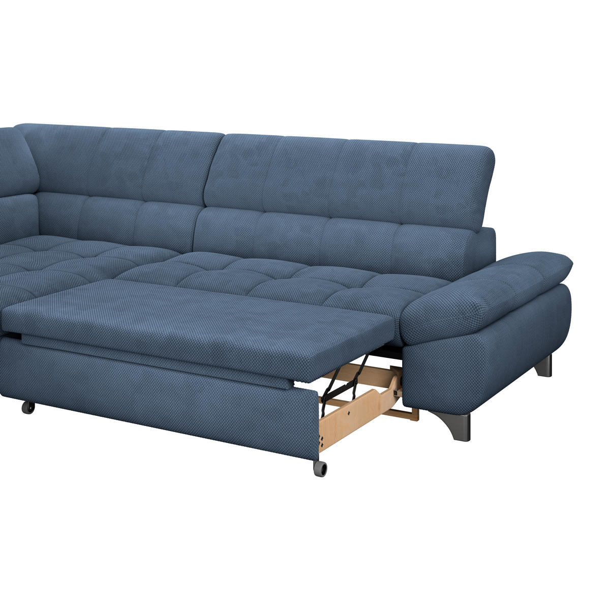 ECKSOFA Dunkelblau Chenille  - Chromfarben/Dunkelblau, KONVENTIONELL, Textil/Metall (234/312cm) - Livetastic