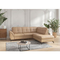 ECKSOFA in Vliesstoff Kombination Echtleder/Stoff Cappuccino  244/212 cm  - Schwarz/Cappuccino, MODERN, Leder/Textil (244/212cm) - Sit & More