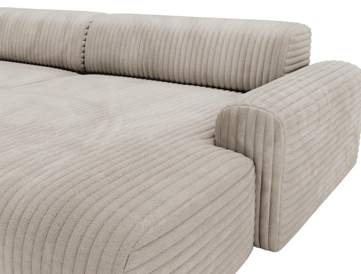 ECKSOFA in Cord Greige  - Greige/Schwarz, Design, Kunststoff/Textil (292/178cm) - Livetastic