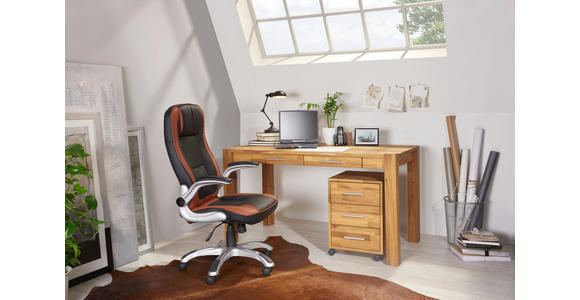 ROLLCONTAINER Wildeiche massiv Eichefarben - Eichefarben/Alufarben, KONVENTIONELL, Holz/Kunststoff (40/55/42cm) - Linea Natura