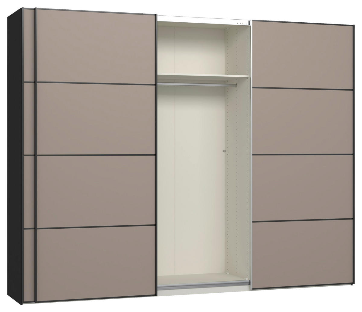 SCHWEBETÜRENSCHRANK 303/236/65 cm 3-türig Hellbraun, Schwarz  - Hellbraun/Schwarz, Design, Holzwerkstoff/Metall (303/236/65cm) - Jutzler