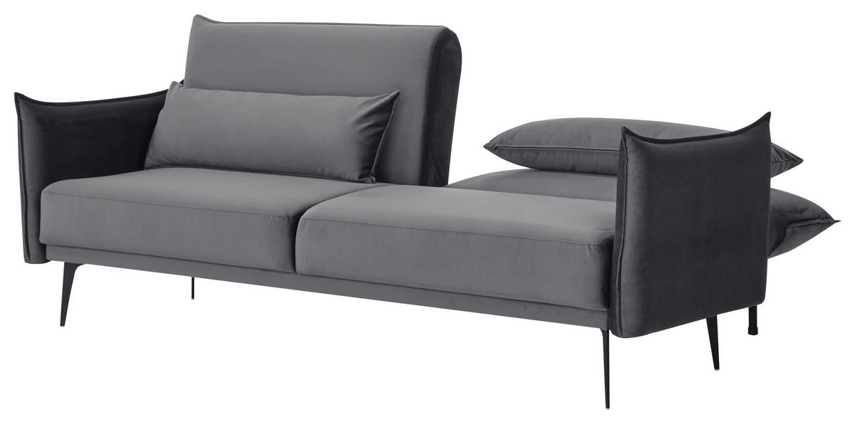 ROZKLÁDACÍ POHOVKA, kov, textil, tmavě šedá - tmavě šedá, Design, kov/textil (207/88/86cm) - Stylife