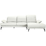 ECKSOFA in Echtleder Weiß  - Schwarz/Weiß, Design, Leder/Metall (288/184cm) - Novel