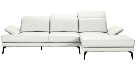 ECKSOFA in Echtleder Weiß  - Schwarz/Weiß, Design, Leder/Metall (288/184cm) - Novel