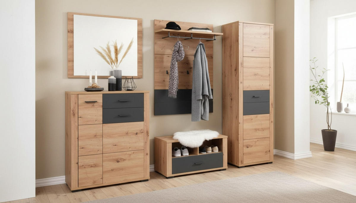 GARDEROBE  in 230/195/45 cm  - Anthrazit/Eiche Artisan, KONVENTIONELL, Holzwerkstoff (230/195/45cm) - Xora