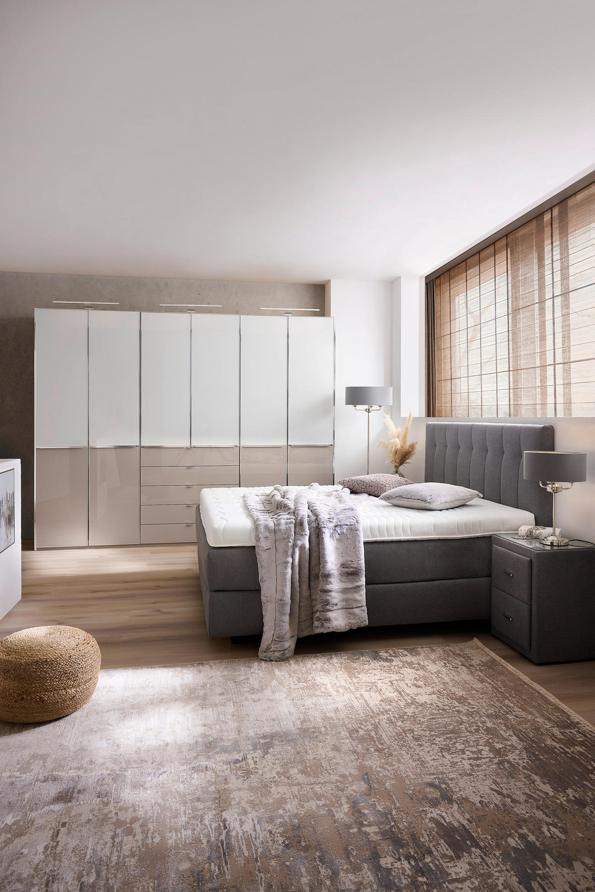 BOXSPRINGOVÁ POSTEĽ, 180/200 cm, sivá - čierna/sivá, Design, kompozitné drevo/textil (180/200cm) - Beldomo - Sleep