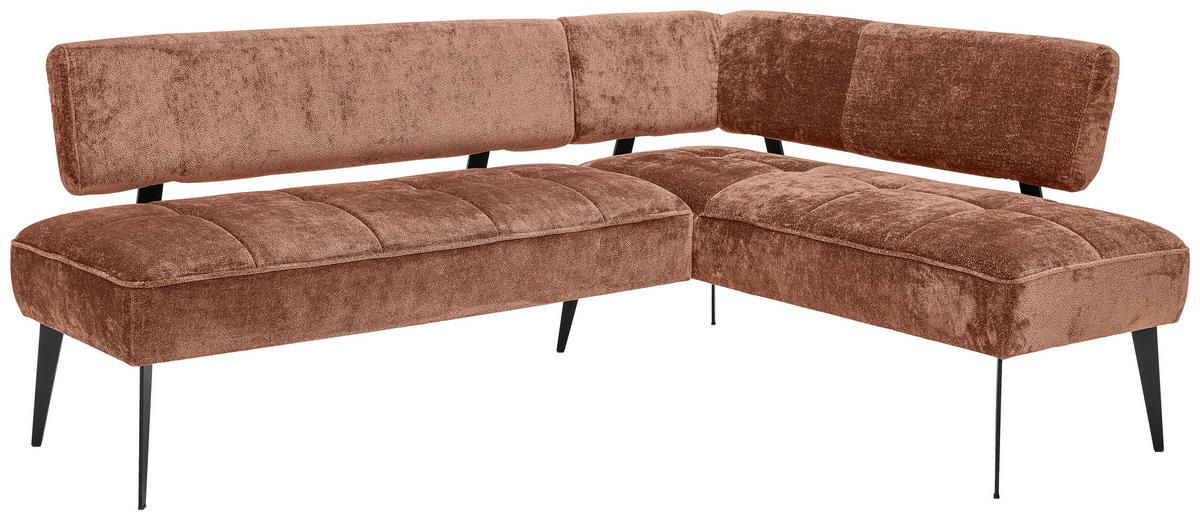 ECKBANK 212/162 cm Webstoff Terracotta Metall   - Terracotta/Schwarz, MODERN, Textil/Metall (212/162cm) - Welnova