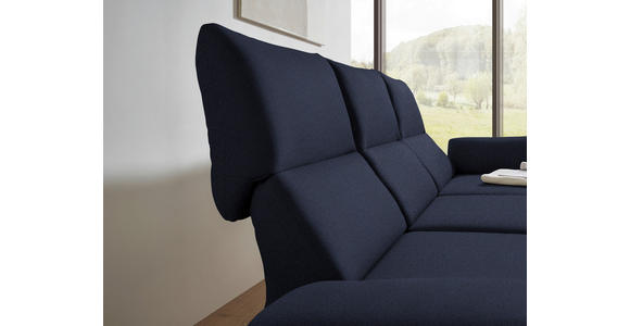 ECKSOFA  in Flachgewebe Blau Armteilverstellung, Relaxfunktion, Drehsitzfunktion  255-365/175-224 cm  - Blau/Schwarz, Design, Textil/Metall (255-365/175-224cm) - Dieter Knoll