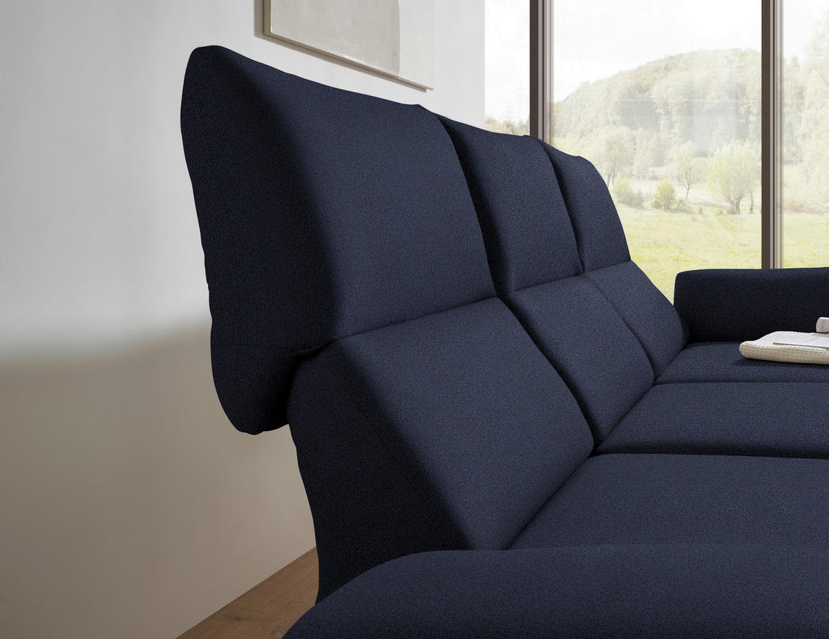 ECKSOFA  in Flachgewebe Blau  255-365/175-224 cm  - Blau/Schwarz, Design, Textil/Metall (255-365/175-224cm) - Dieter Knoll