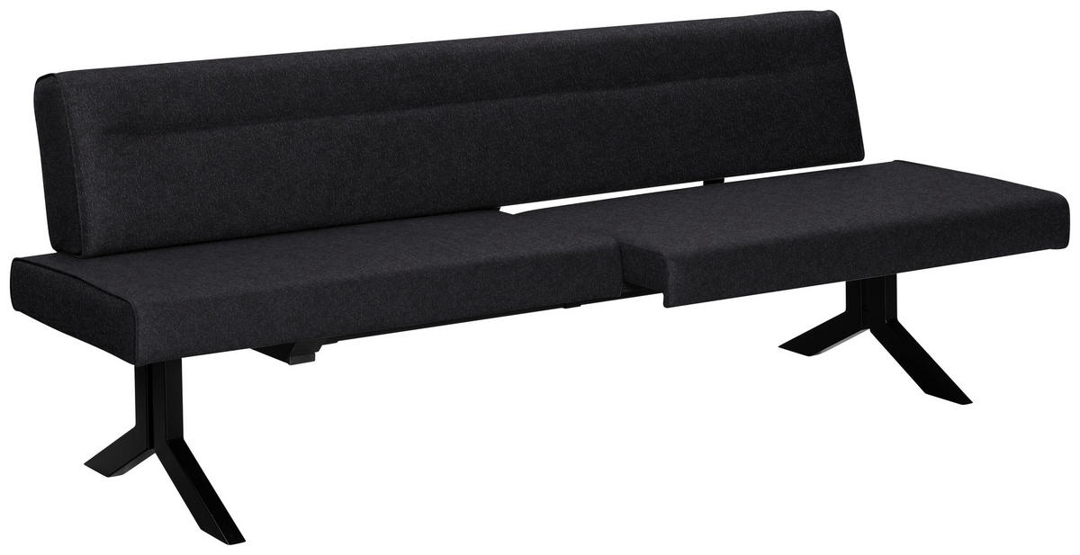 SITZBANK in Metall, Textil Schwarz  - Schwarz, Konventionell, Textil/Metall (220/87/70-86cm) - Moderano