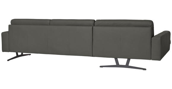 ECKSOFA in Echtleder Grau  - Anthrazit/Grau, KONVENTIONELL, Leder/Metall (182/324cm) - Ambiente