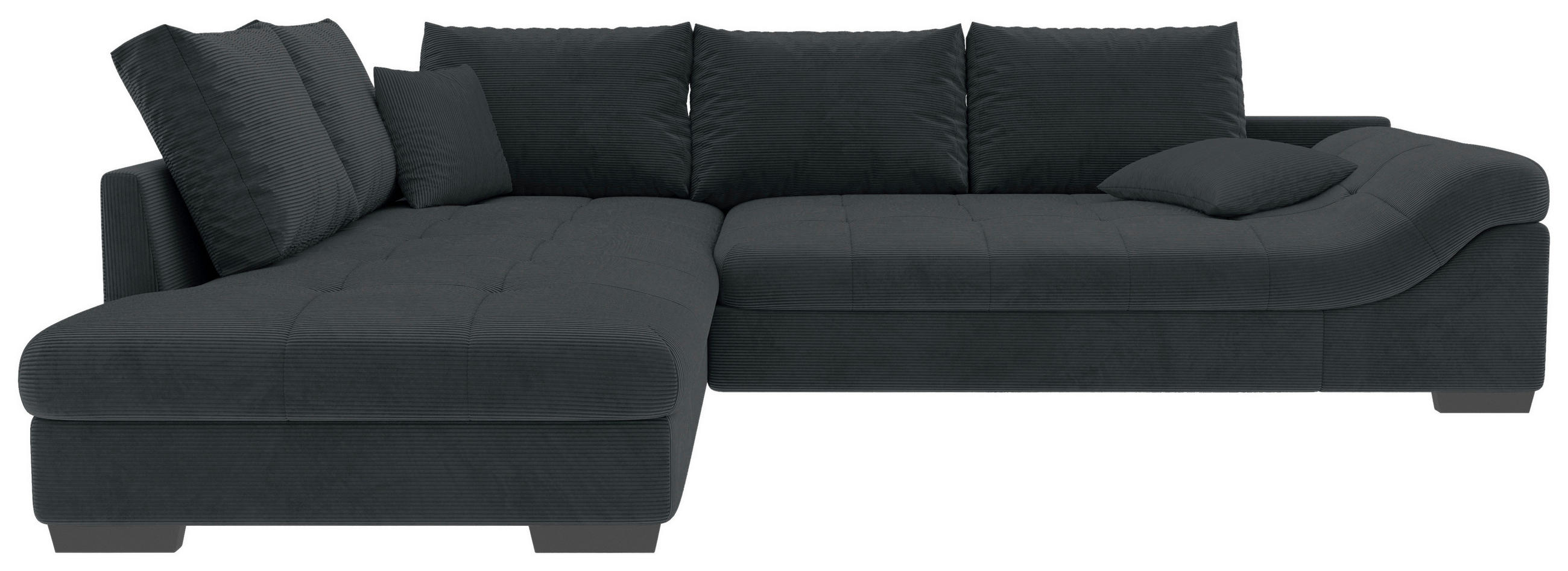 ECKSOFA Anthrazit Cord Zierkissen, Rückenkissen, Rücken echt  - Anthrazit/Schwarz, KONVENTIONELL, Holz/Textil (202/298cm) - Carryhome
