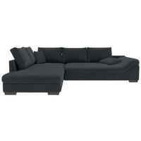 ECKSOFA Anthrazit Cord Zierkissen, Rückenkissen, Rücken echt  - Anthrazit/Schwarz, KONVENTIONELL, Holz/Textil (202/298cm) - Carryhome