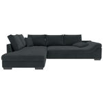 ECKSOFA Anthrazit Cord Zierkissen, Rückenkissen, Rücken echt  - Anthrazit/Schwarz, KONVENTIONELL, Holz/Textil (202/298cm) - Carryhome