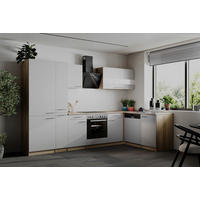 HÖRNKÖK 310/172 cm  i vit  - stålfärgad/vit, Basics, metall/trämaterial (310/172cm) - Respekta