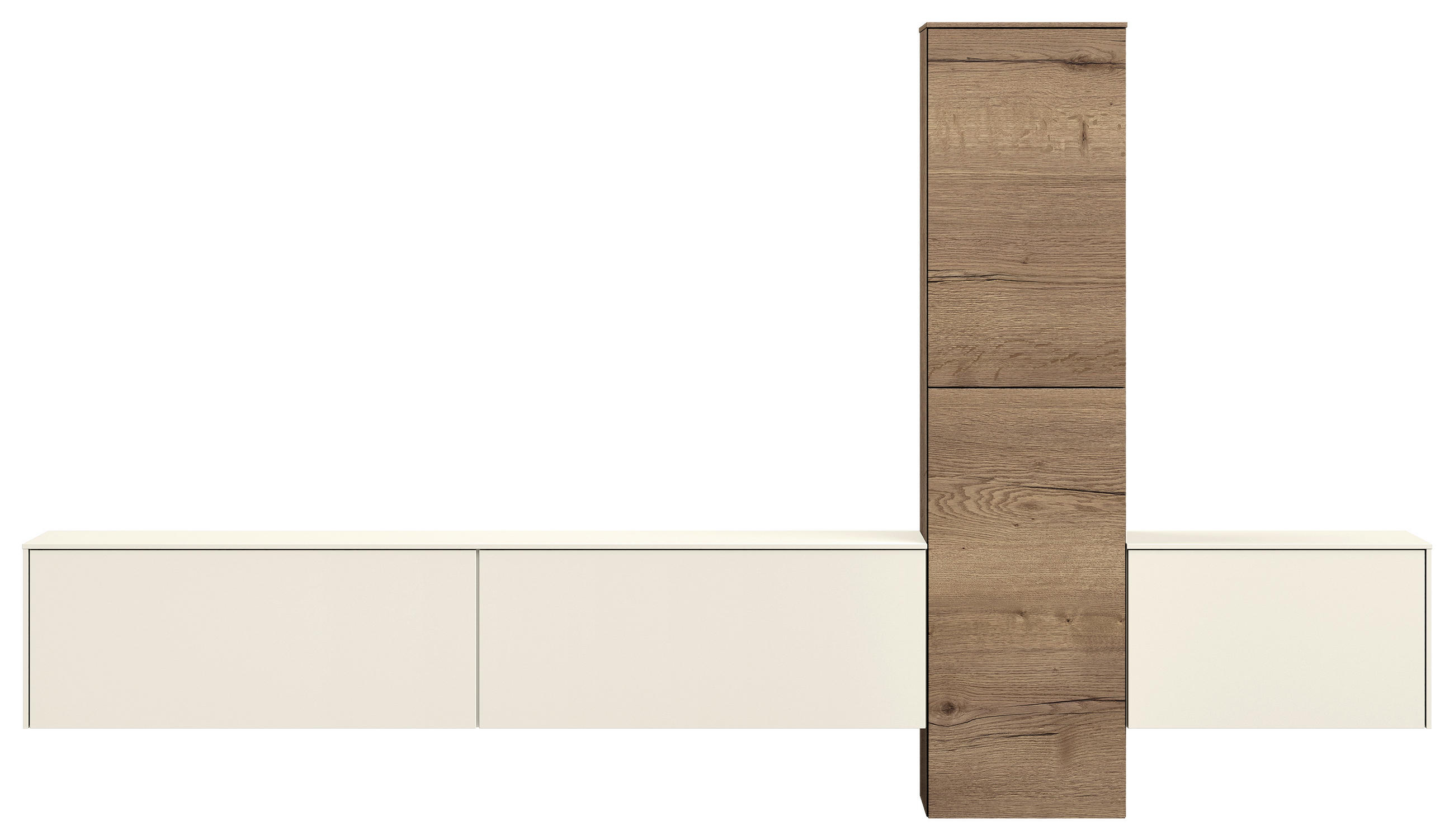 WOHNWAND  in Eichefarben, Magnolie  282/160/37 cm   - Eichefarben/Magnolie, Design, Holzwerkstoff (282/160/37cm) - Celina Home