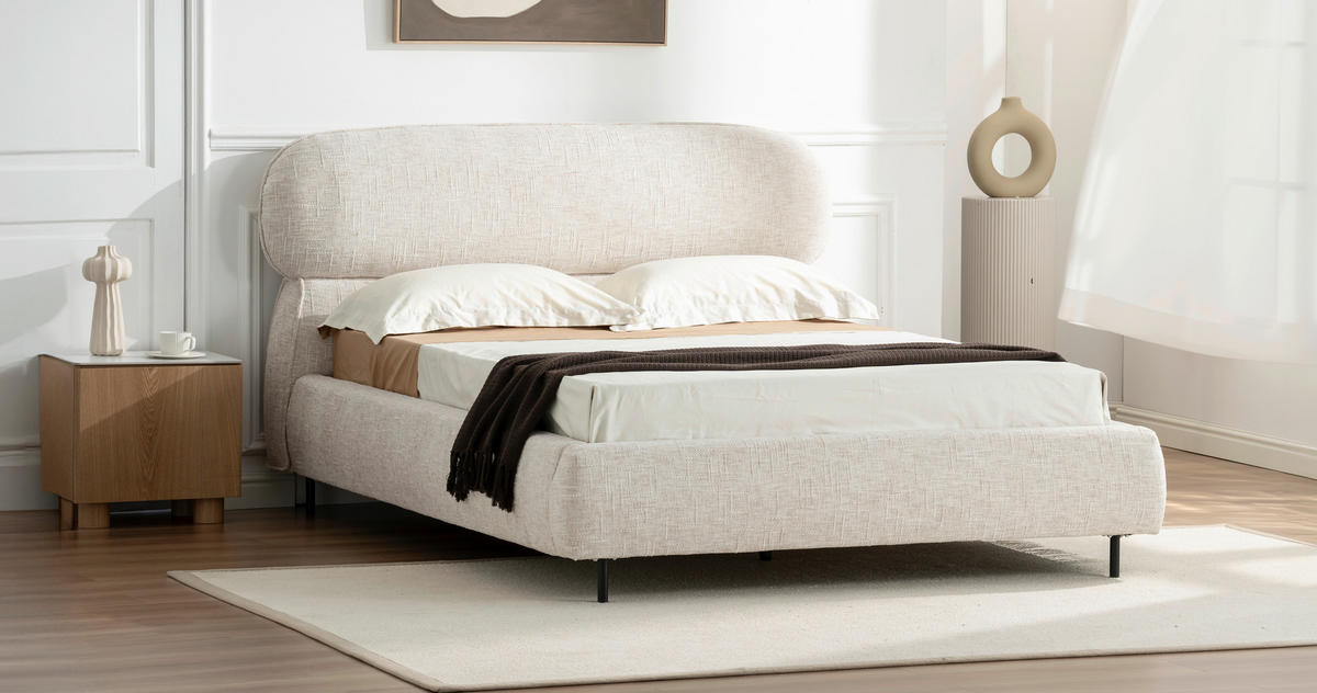 POLSTERBETT 140/200 cm, {[inkl. ],item.attr('349-543'),[, ]} - Eichefarben/Beige, Design, Holz/Textil (140/200cm) - Boxxx