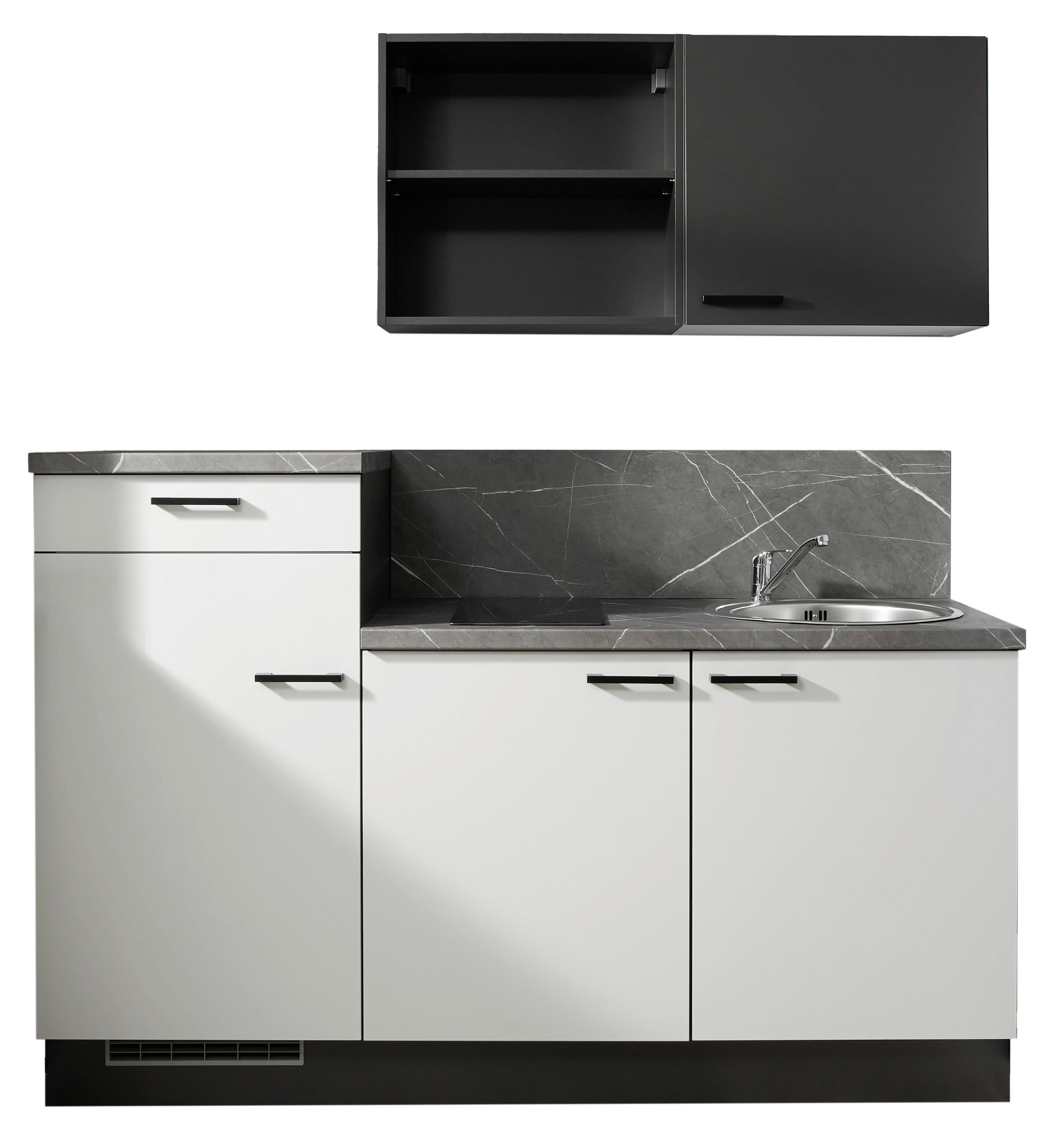 KÜCHENBLOCK PN 80 180 cm  in Graphitfarben, Hellgrau  - Dunkelgrau/Hellgrau, Design, Holzwerkstoff/Metall (180cm) - Pino