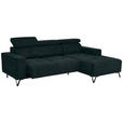 ECKSOFA in Chenille Grün  - Schwarz/Grün, KONVENTIONELL, Textil/Metall (264/178cm) - Hom`in