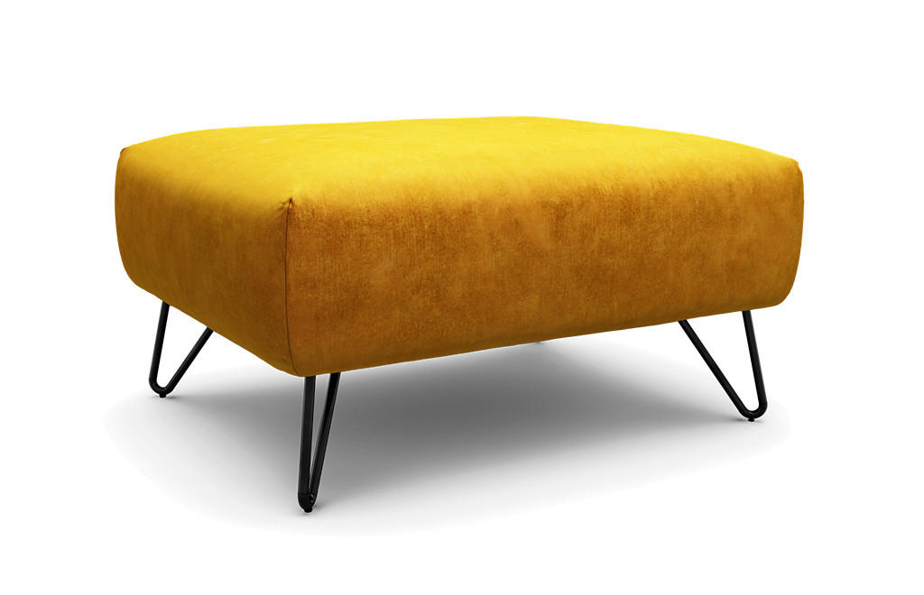 HOCKER Samt Gelb  - Gelb/Schwarz, Design, Textil/Metall (90/70/46cm) - SENSOO